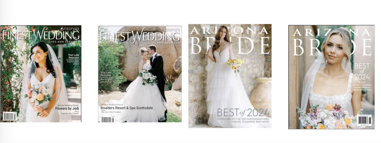 Arizona's Finest Wedding and Arizona Bride magazine covers featuring Ryann Lindsey Photography